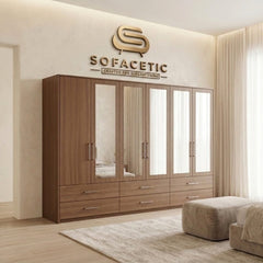 6 Door Walnut color Wardrobe