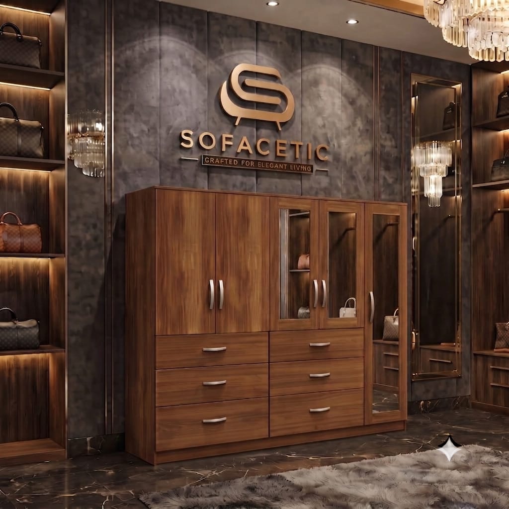 5 Door Walnut color Wardrobe