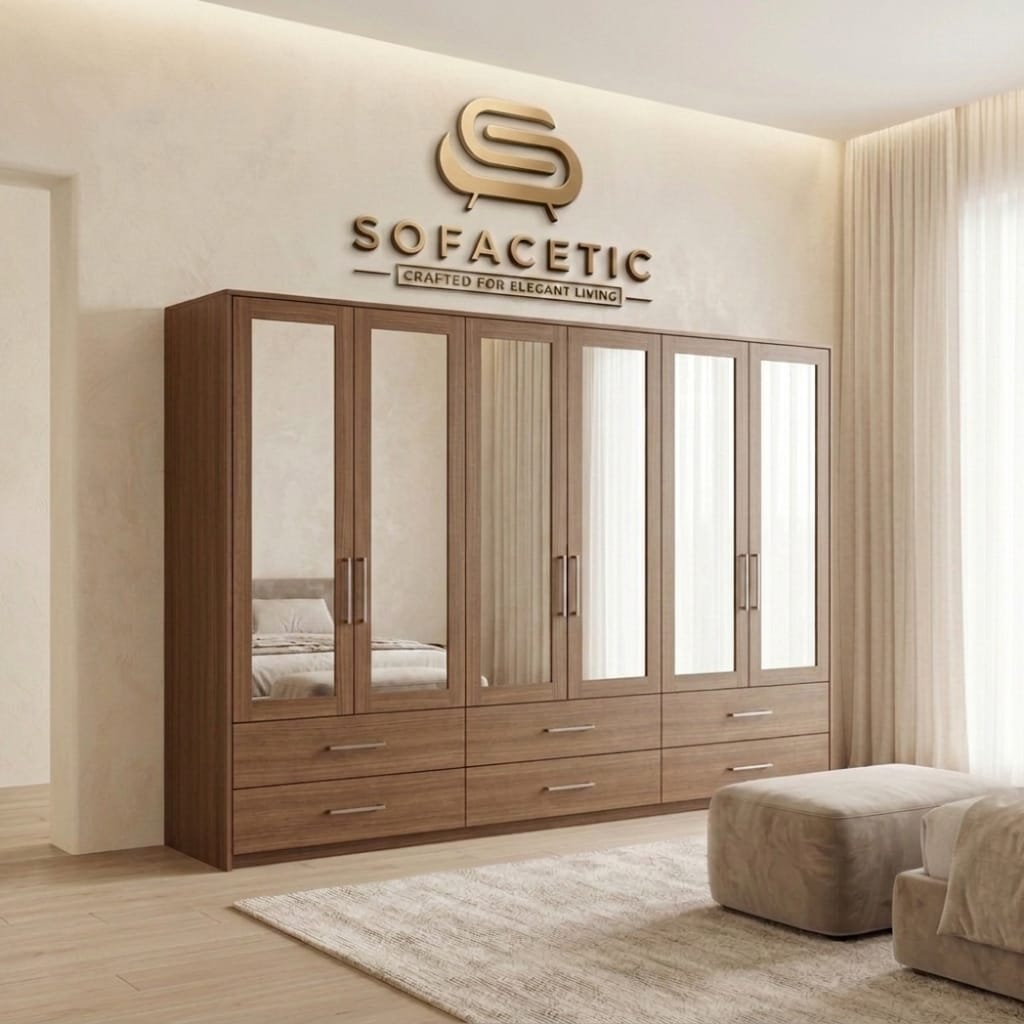 6 Door Walnut color Wardrobe