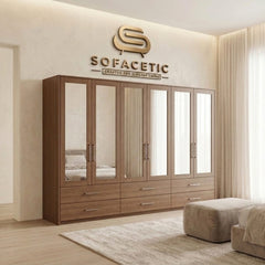 6 Door Walnut color Wardrobe