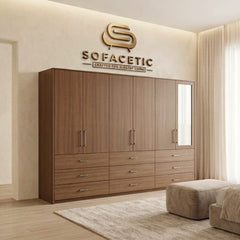 6 Door Walnut color Wardrobe