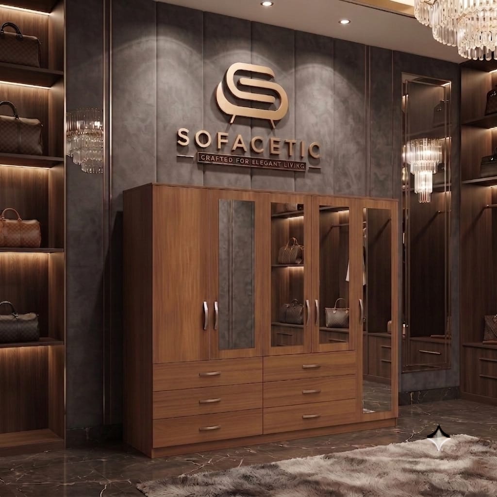 5 Door Walnut color Wardrobe