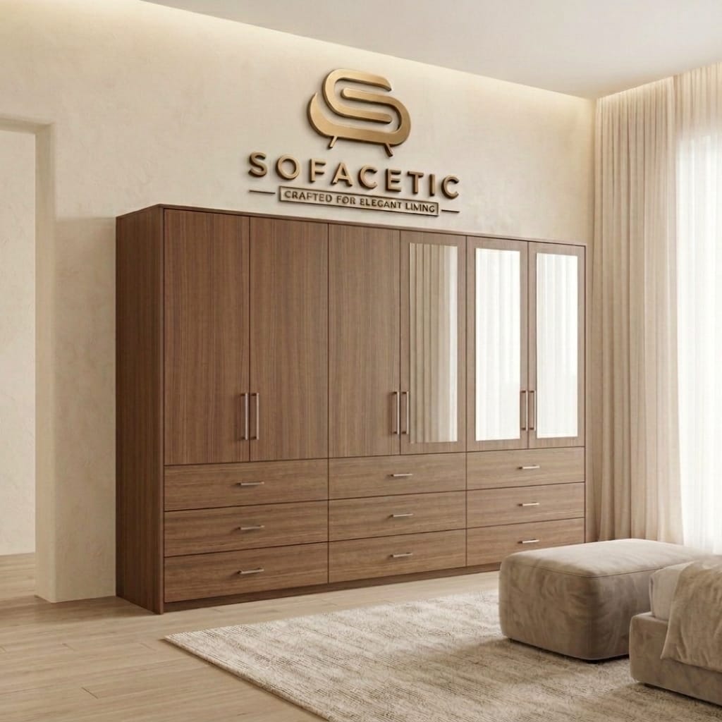 6 Door Walnut color Wardrobe