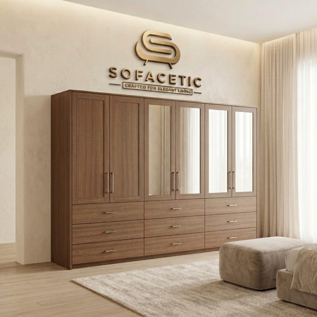 6 Door Walnut color Wardrobe