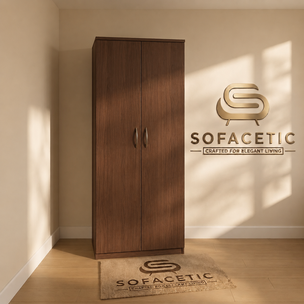 2 Door Walnut Color Wardrobe