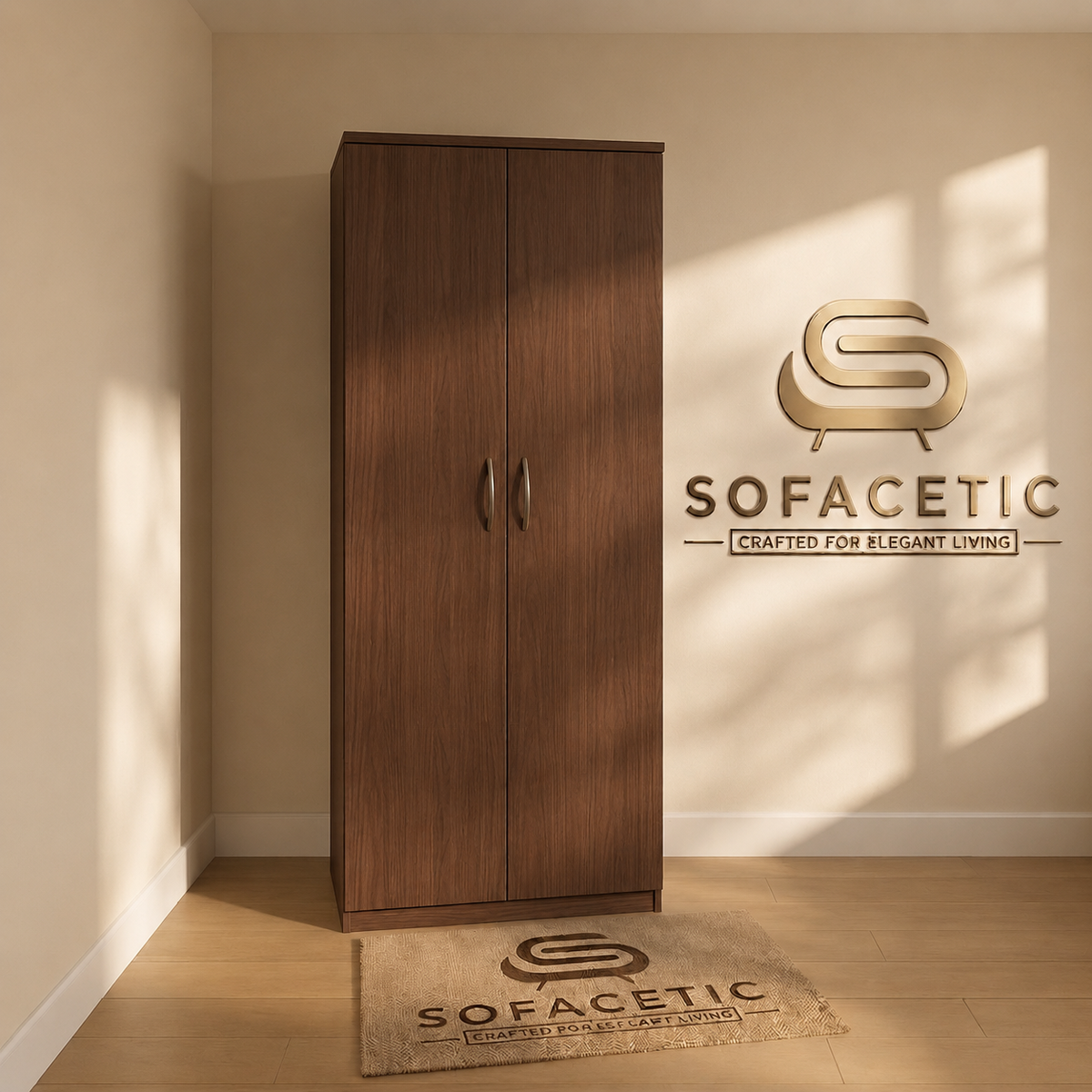 2 Door Walnut Color Wardrobe