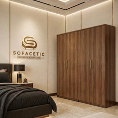 4 Door Walnut Color Wardrobe