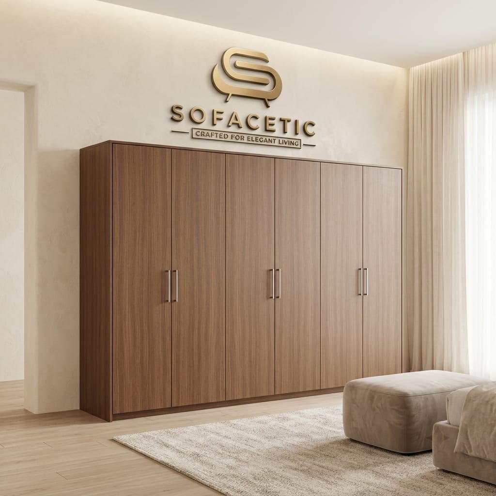 6 Door Walnut color Wardrobe