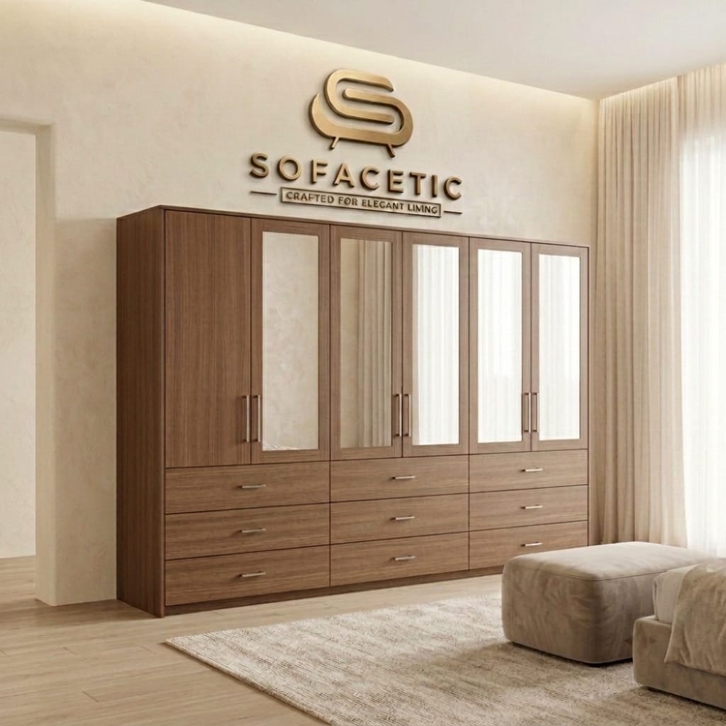 6 Door Walnut color Wardrobe