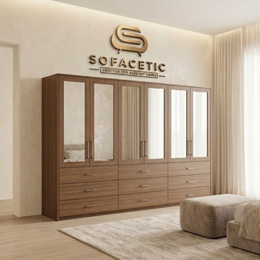 6 Door Walnut color Wardrobe