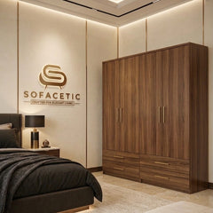 4 Door Walnut Color Wardrobe