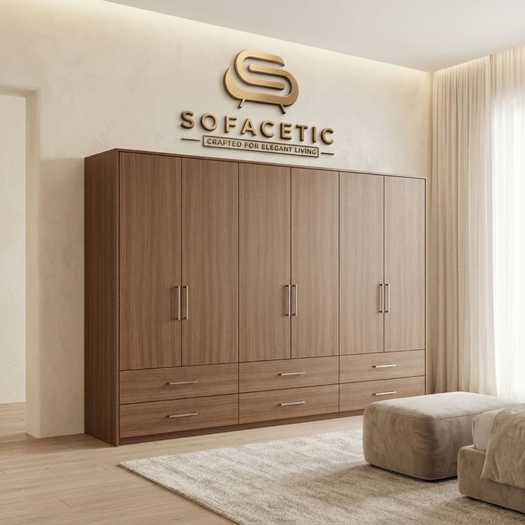 6 Door Walnut color Wardrobe