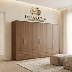 6 Door Walnut color Wardrobe