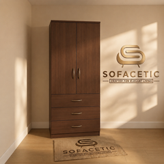 2 Door Walnut Color Wardrobe