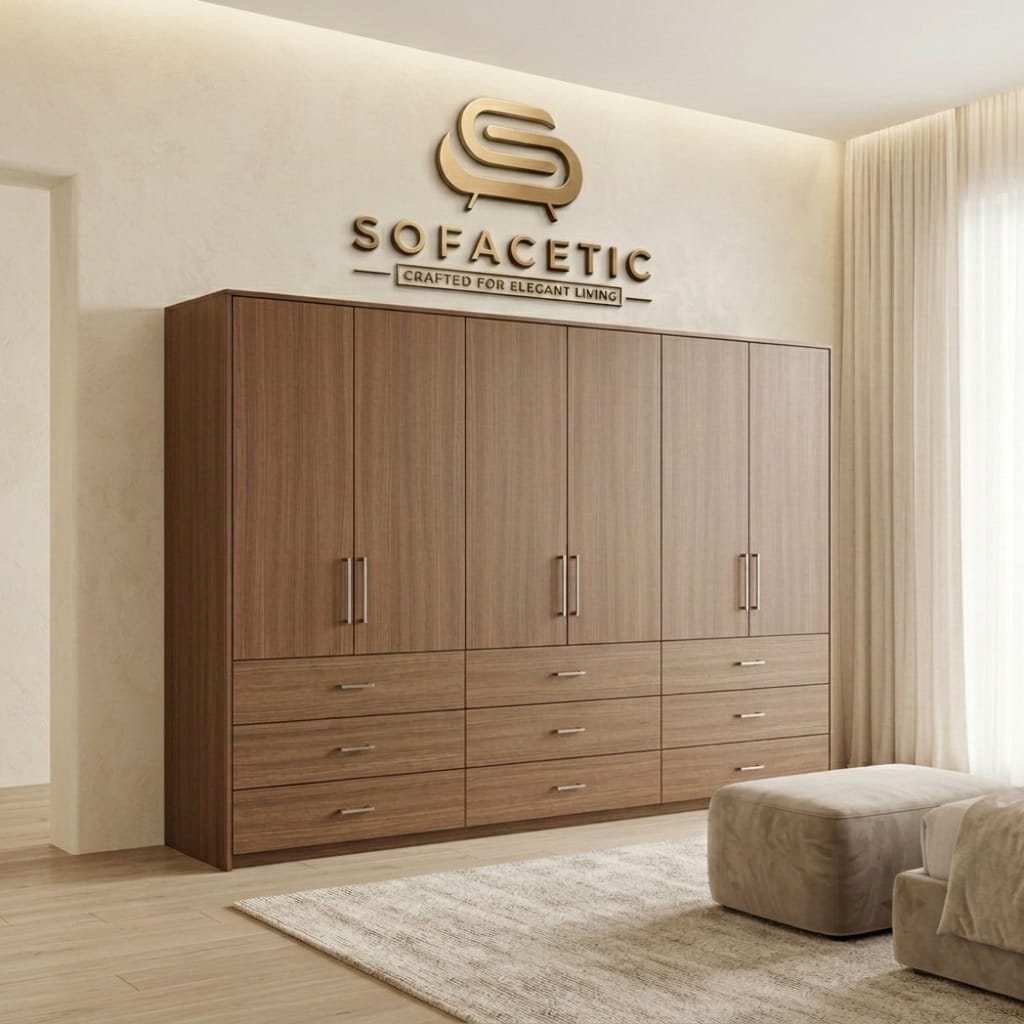 6 Door Walnut color Wardrobe
