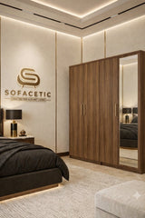 4 Door Walnut Color Wardrobe