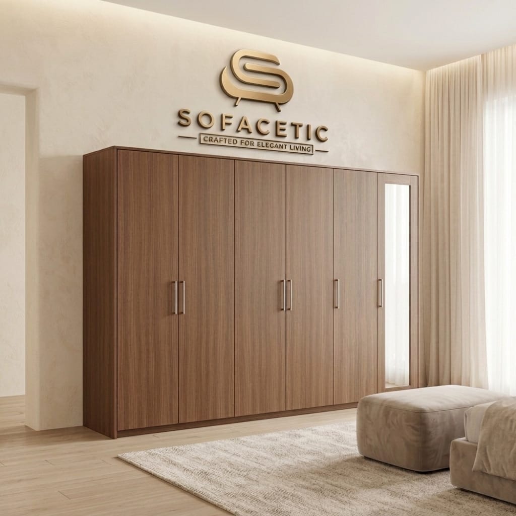 6 Door Walnut color Wardrobe