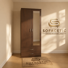 2 Door Walnut Color Wardrobe