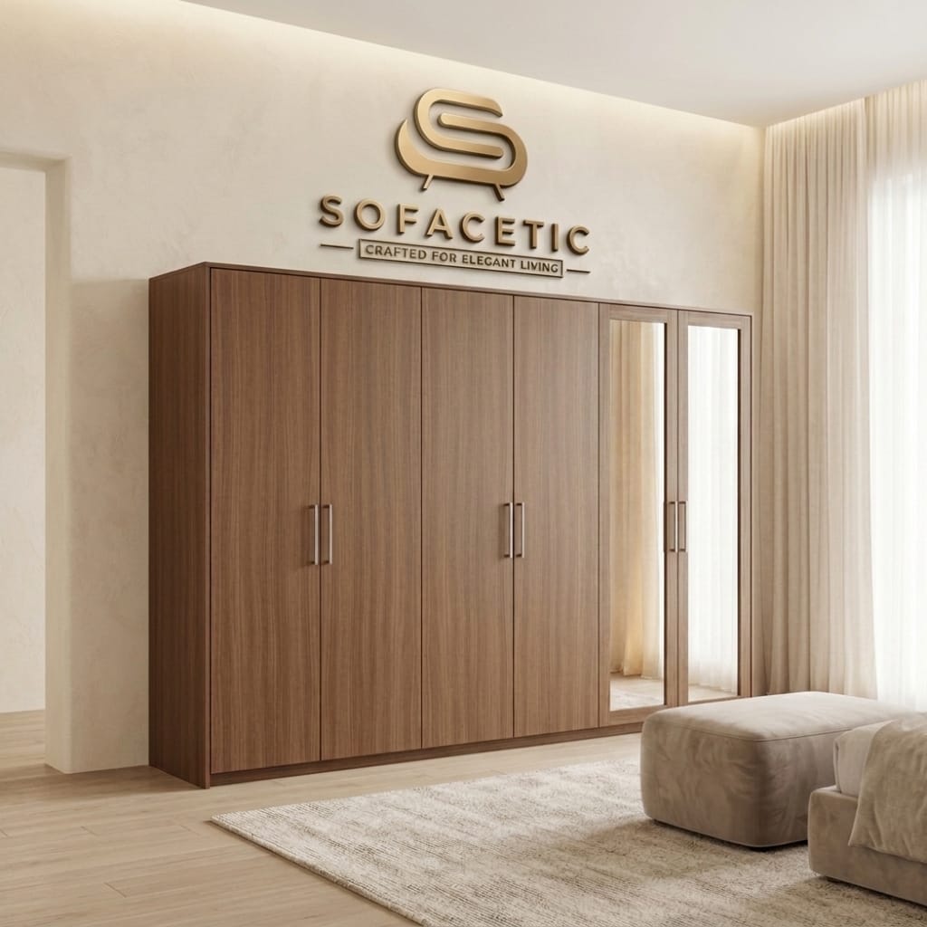 6 Door Walnut color Wardrobe