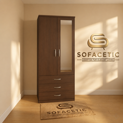 2 Door Walnut Color Wardrobe
