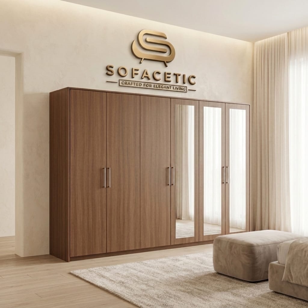 6 Door Walnut color Wardrobe