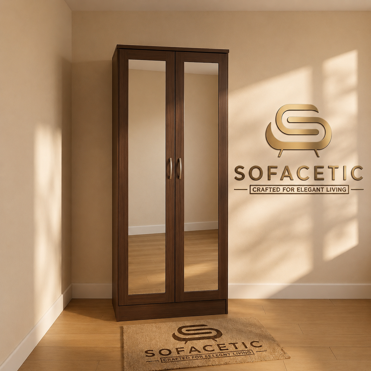 2 Door Walnut Color Wardrobe