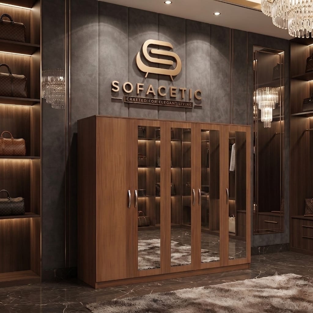 5 Door Walnut color Wardrobe