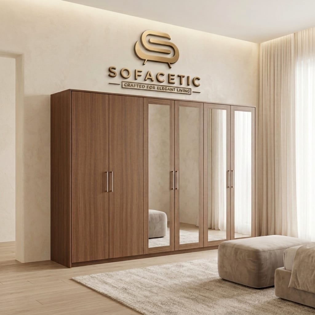 6 Door Walnut color Wardrobe