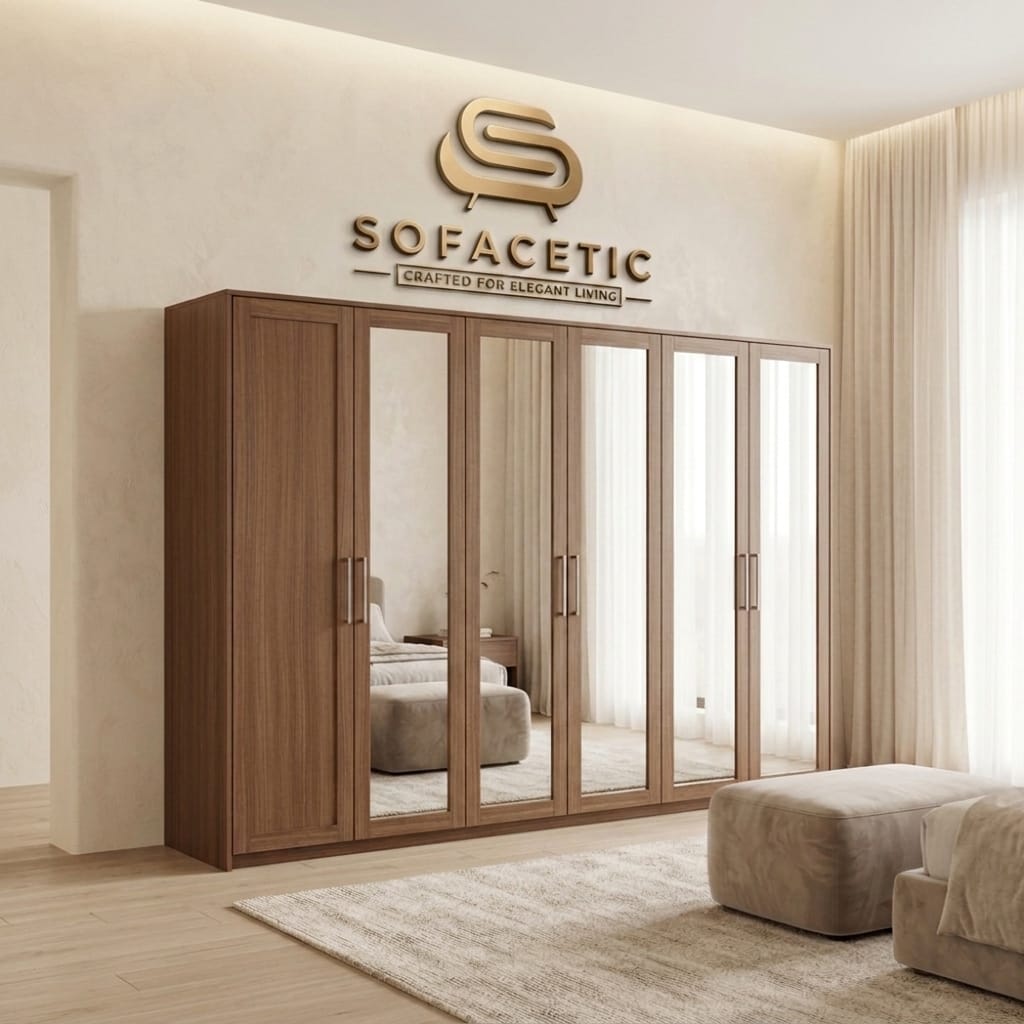 6 Door Walnut color Wardrobe