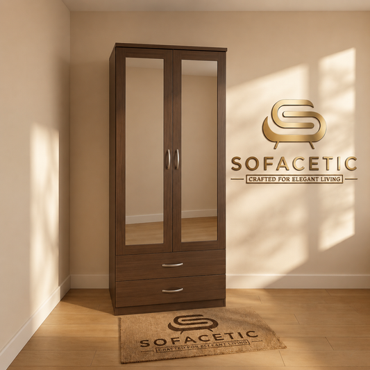 2 Door Walnut Color Wardrobe