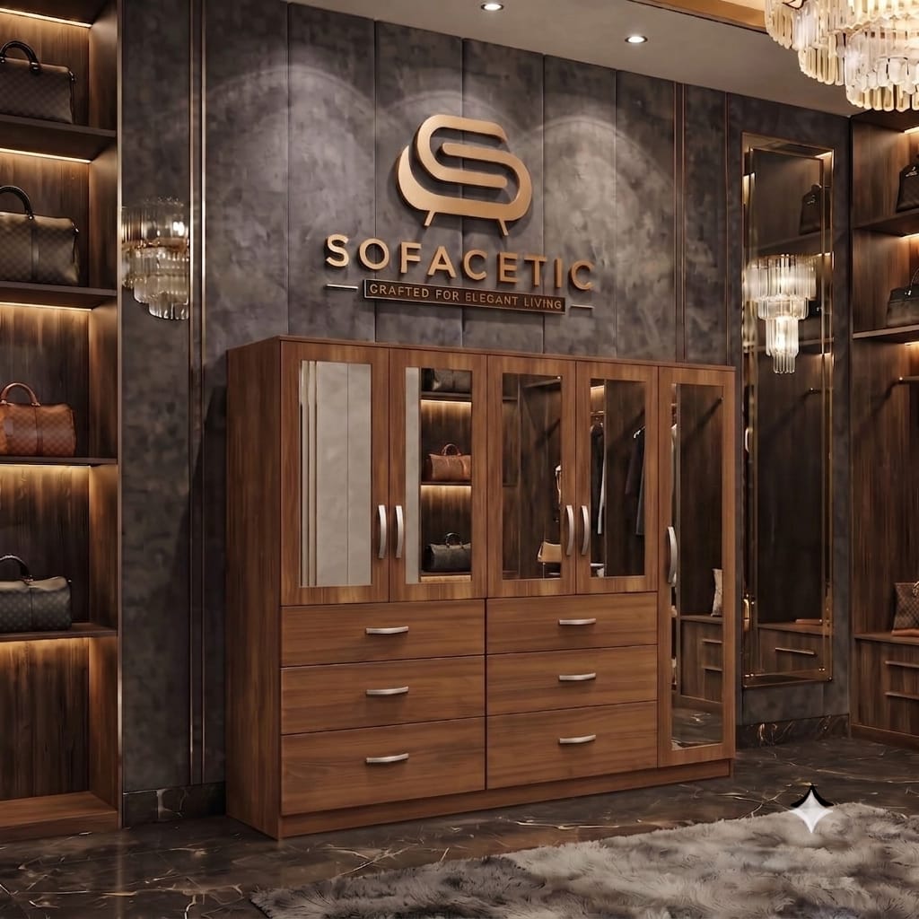 5 Door Walnut color Wardrobe