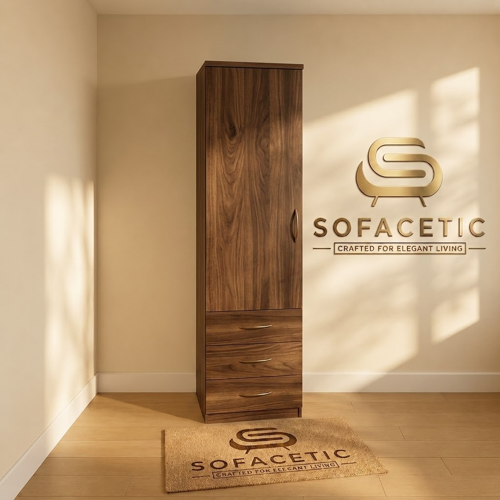 Single Door Walnut Color Wardrobe