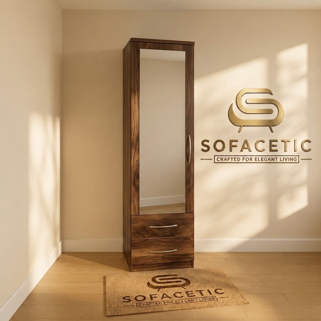 Single Door Walnut Color Wardrobe