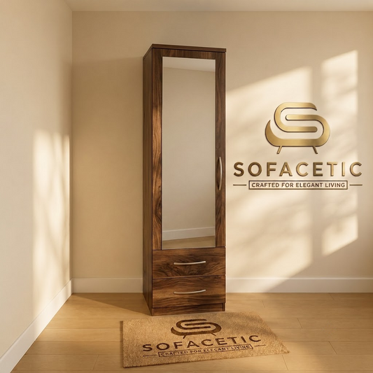 Single Door Walnut Color Wardrobe