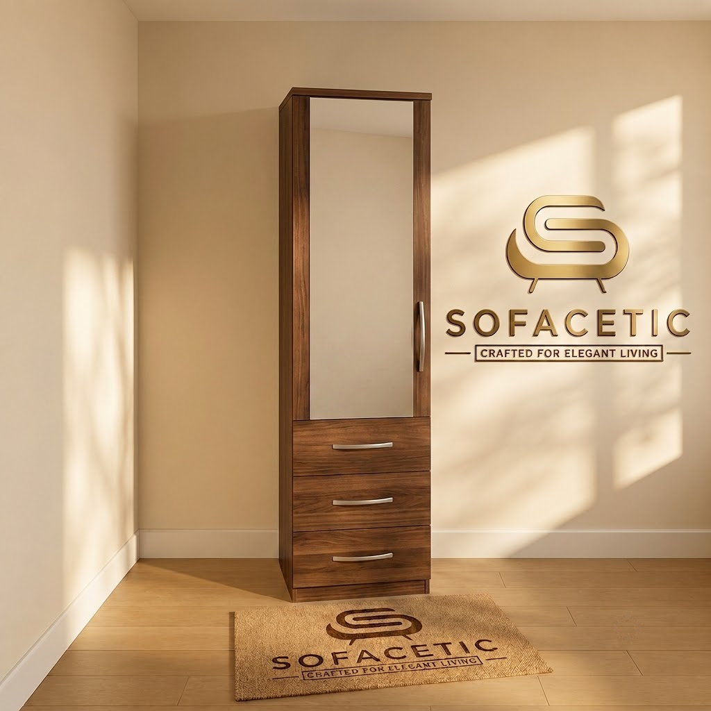 Single Door Walnut Color Wardrobe