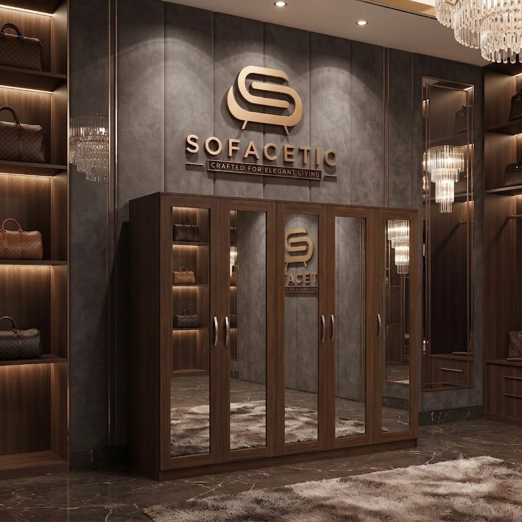 5 Door Walnut color Wardrobe