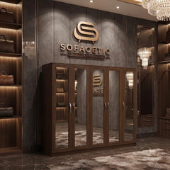 5 Door Walnut color Wardrobe