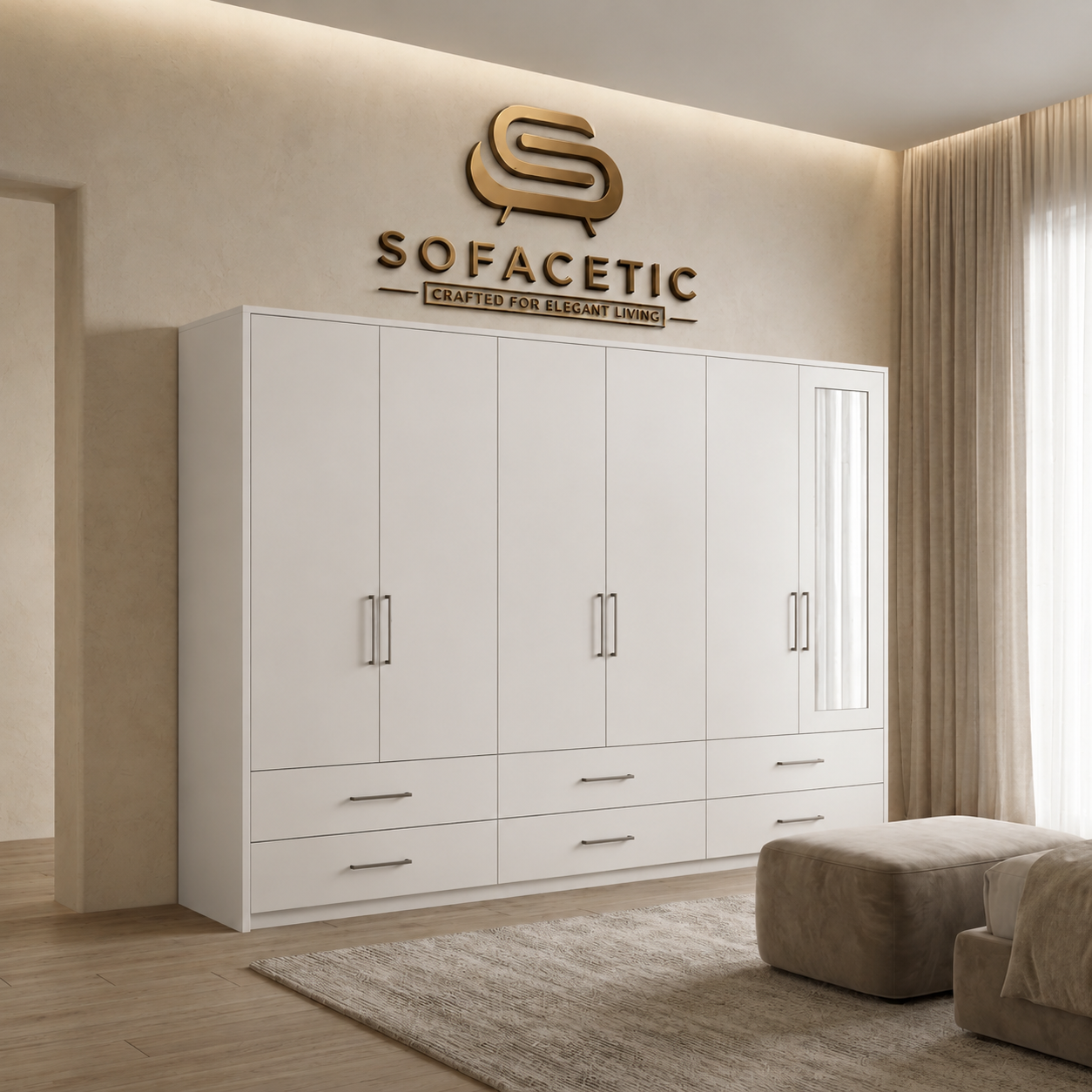 6 Door white color Wardrobe