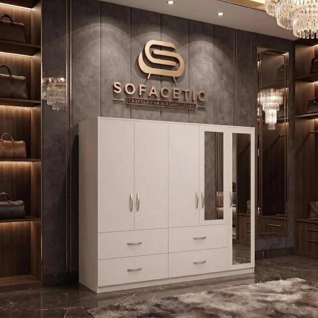 5 Door white color Wardrobe