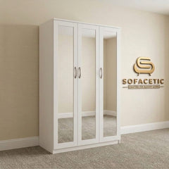 3 Door White Color Wardrobe