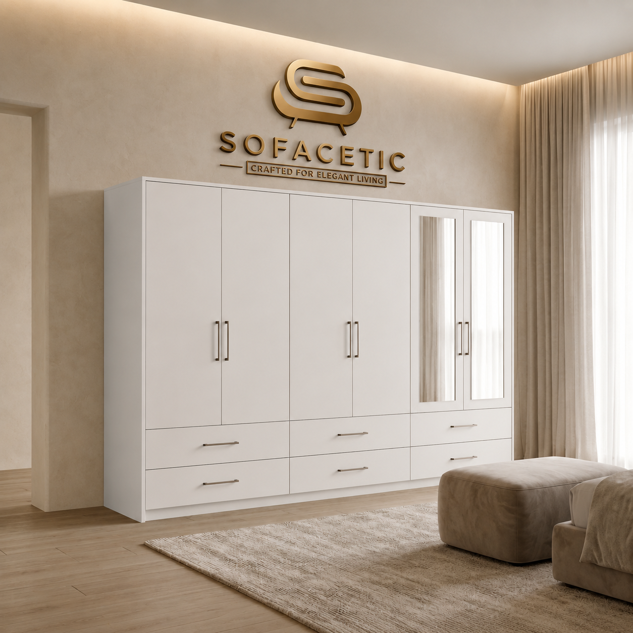 6 Door white color Wardrobe