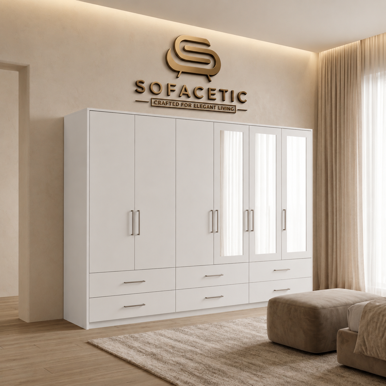 6 Door white color Wardrobe