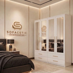 4 Door White Color Wardrobe