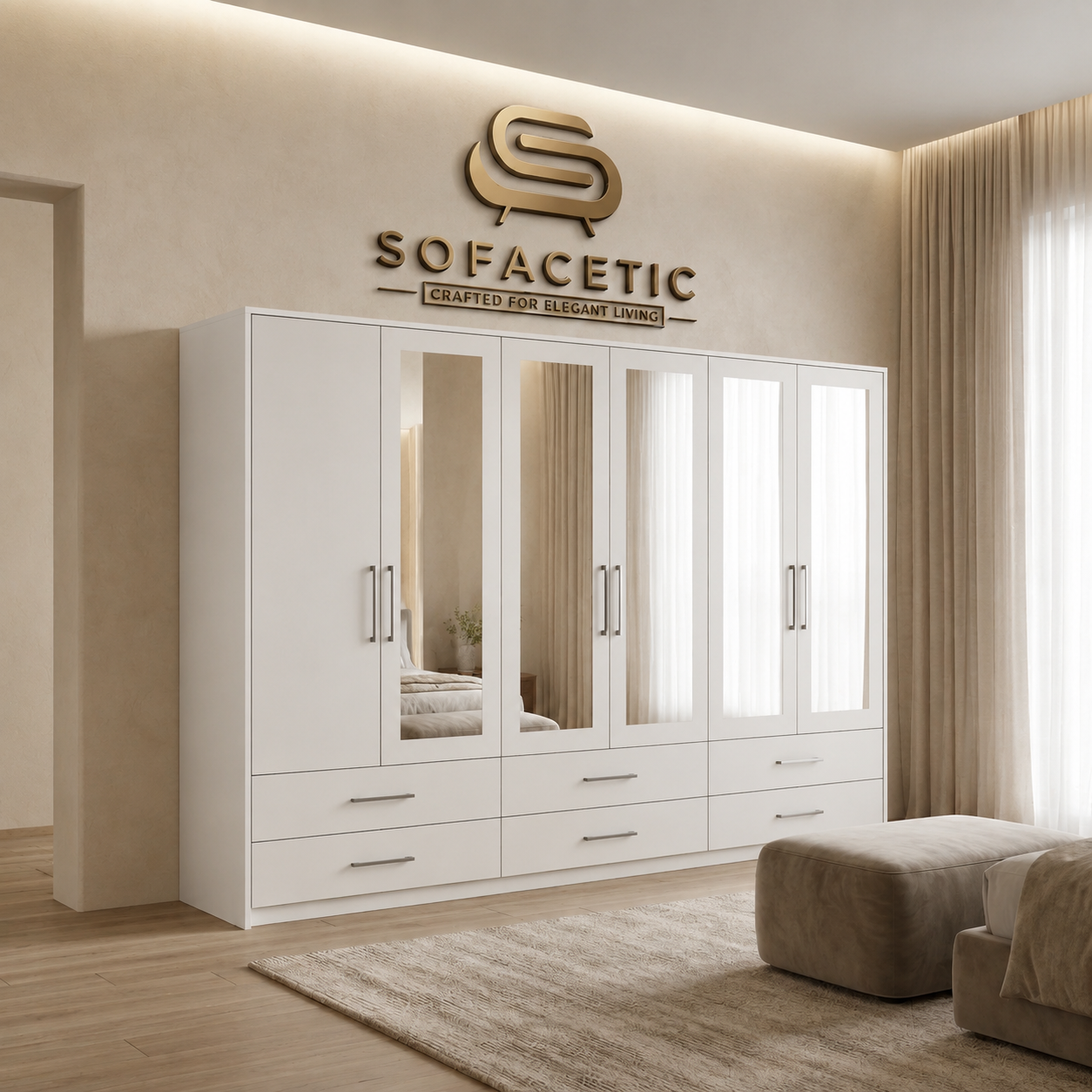 6 Door white color Wardrobe