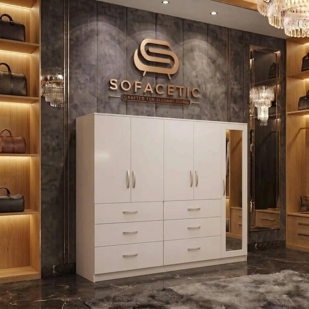 5 Door white color Wardrobe