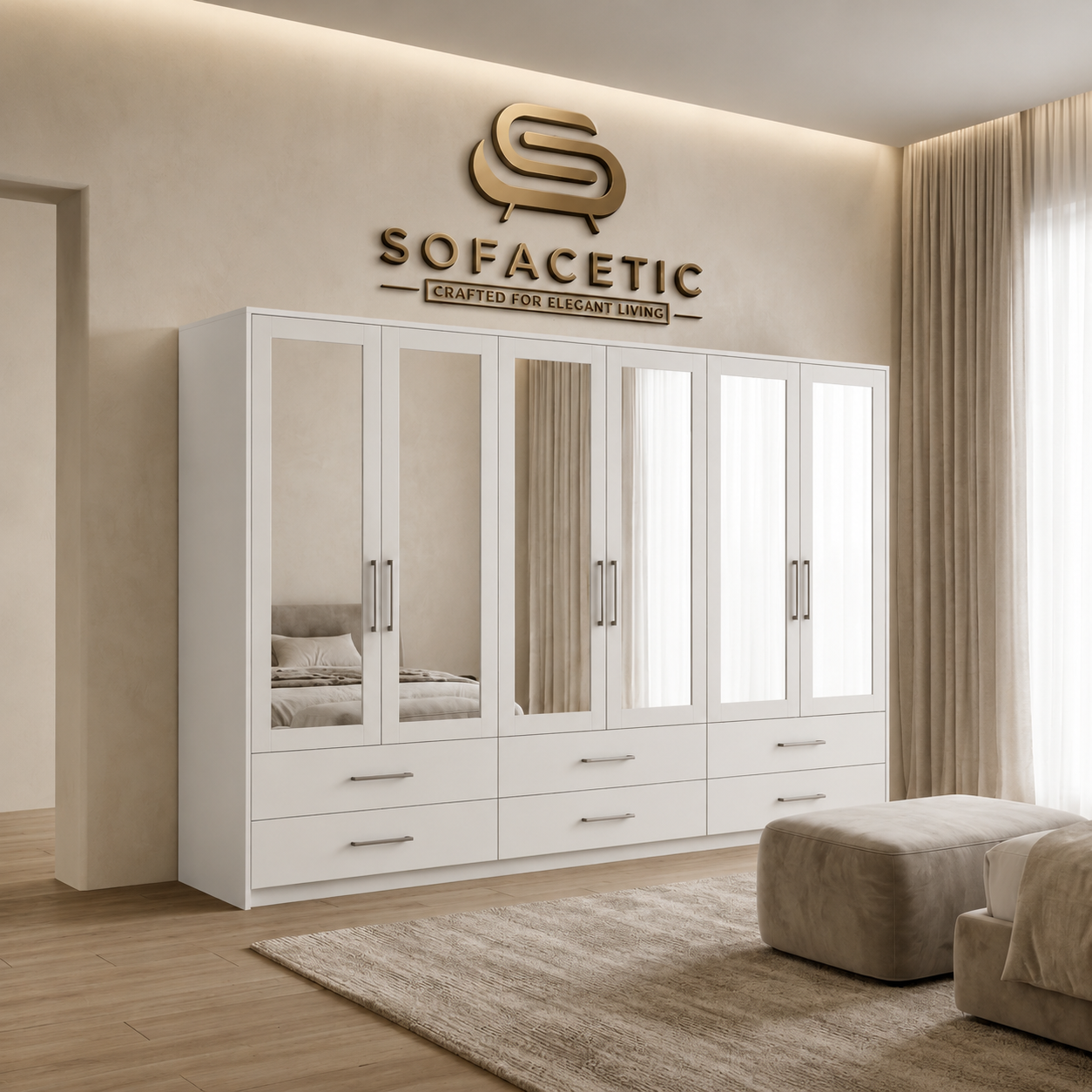 6 Door white color Wardrobe