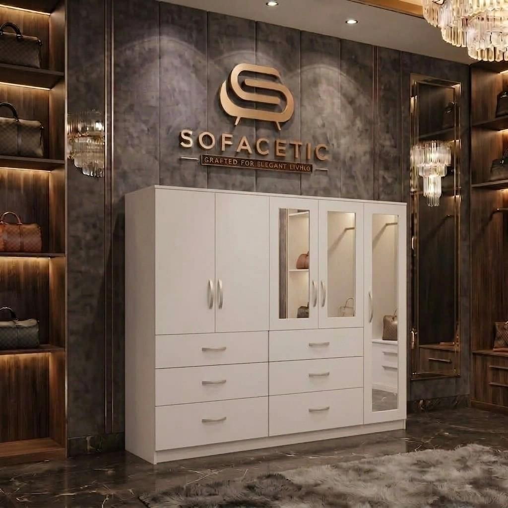 5 Door white color Wardrobe