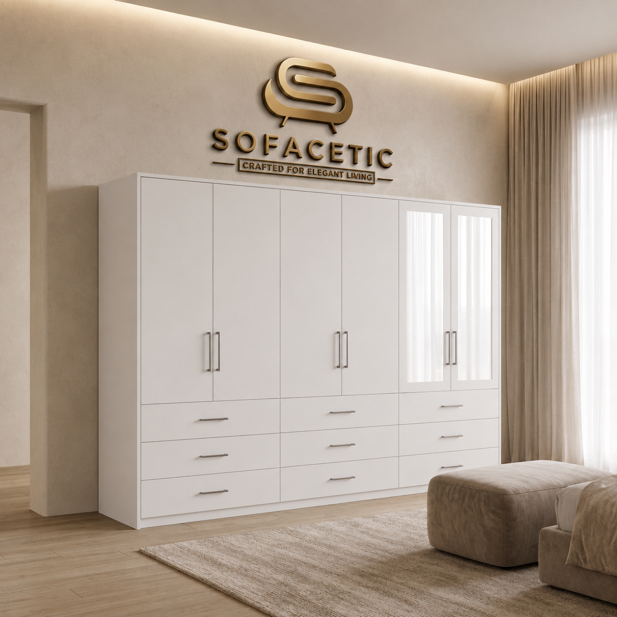 6 Door white color Wardrobe