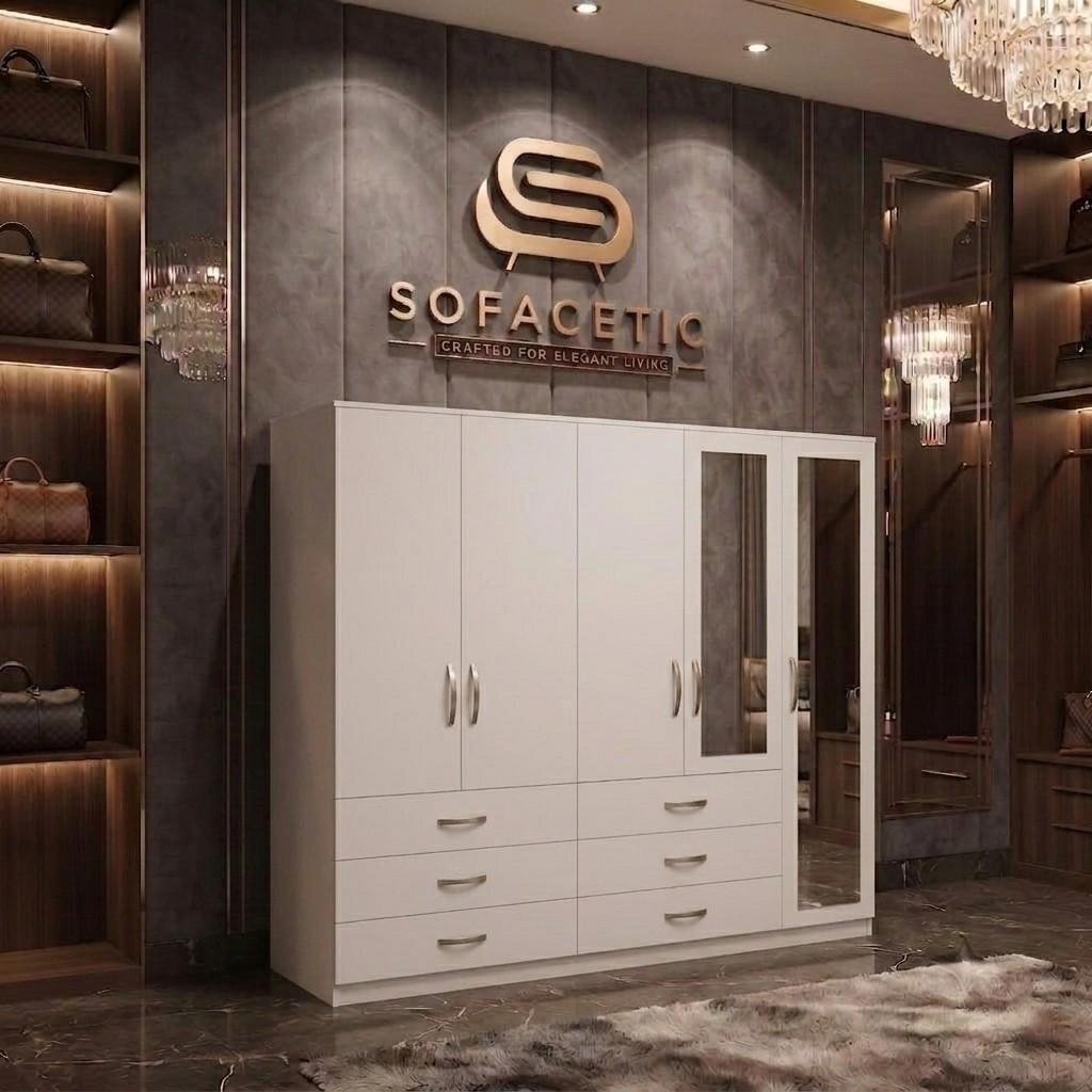 5 Door white color Wardrobe