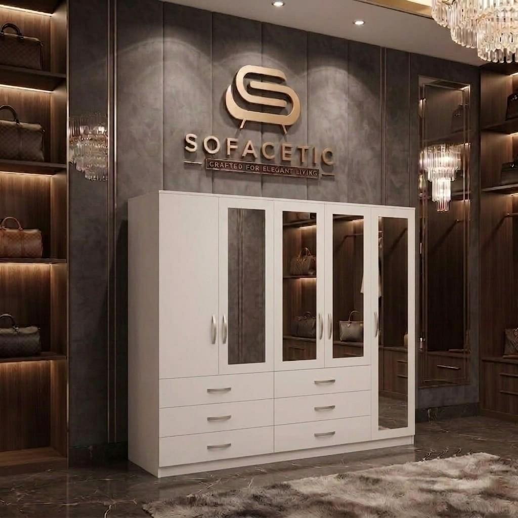 5 Door white color Wardrobe